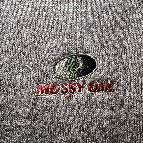 Mossy Oak 1/4 Zip Pullover Sweater Jacket Mens Size Medium Tan Brown Fleece EUC - Picture 4 of 9